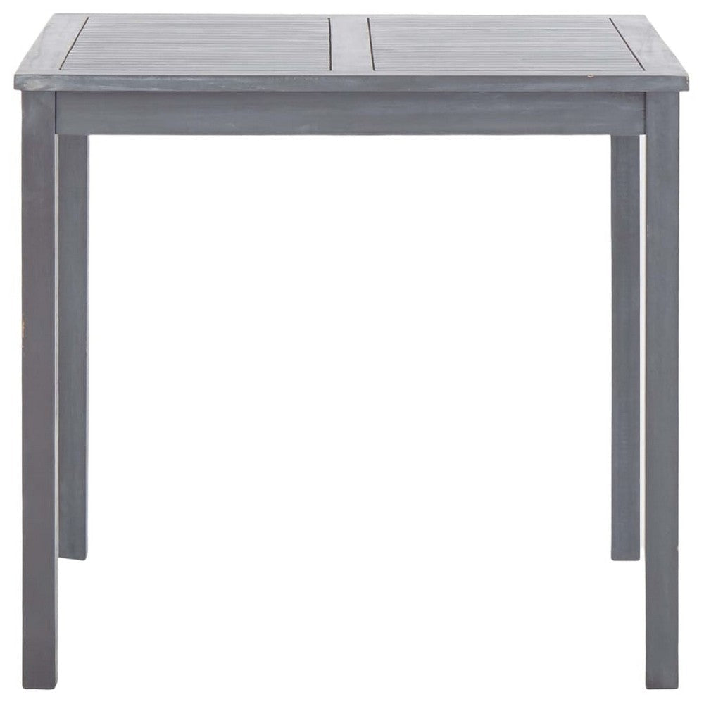 Outdoor Side End Table 32’’ Square Slatted Top Sanded Gray Finish BM325631