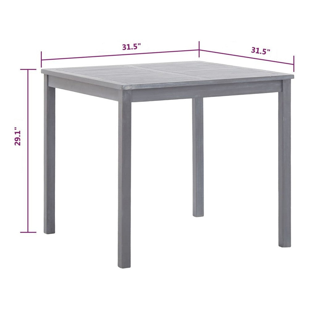 Outdoor Side End Table 32’’ Square Slatted Top Sanded Gray Finish BM325631