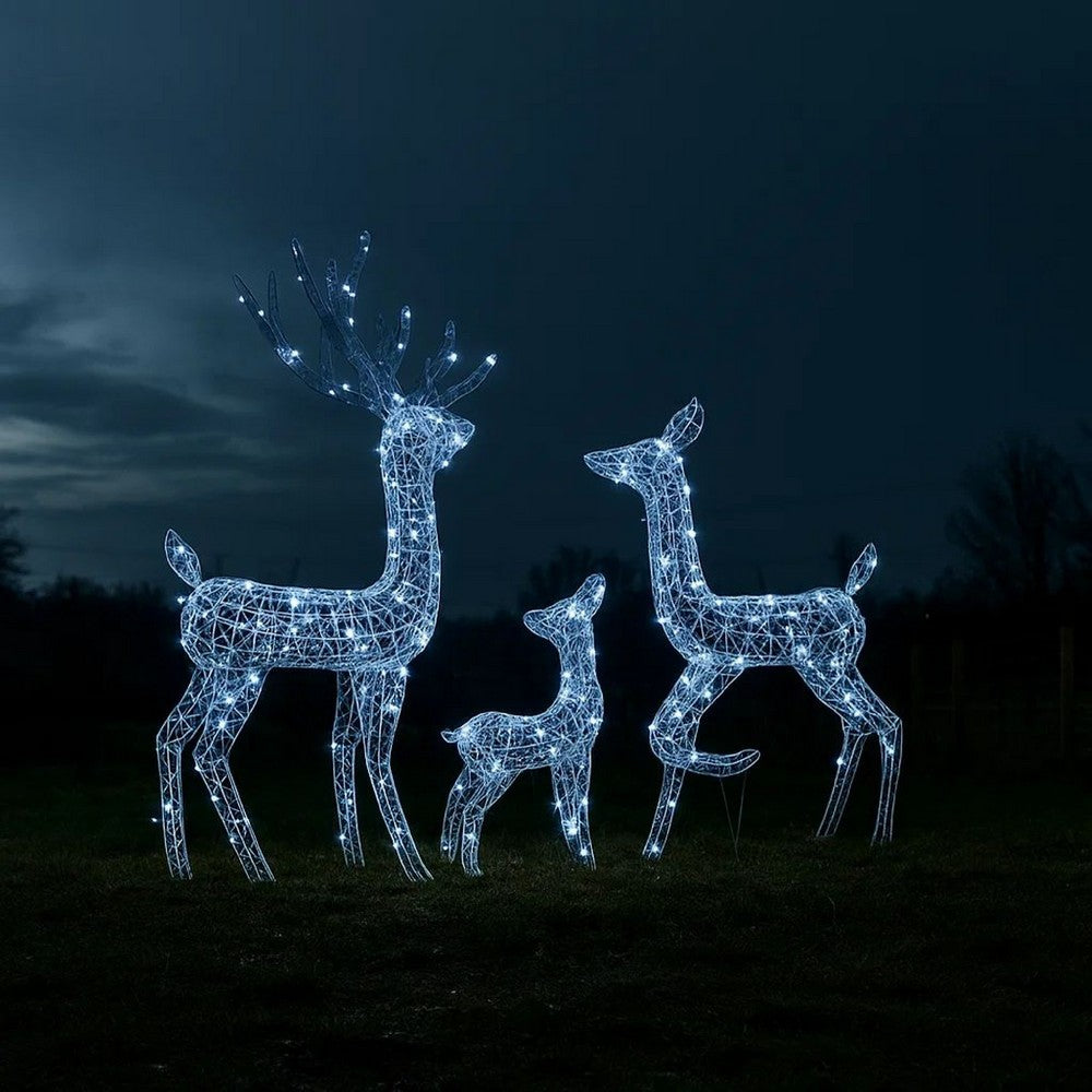 Meyi 3pc Outdoor Reindeer Family Christmas Decor, 300 Cool White LEDs