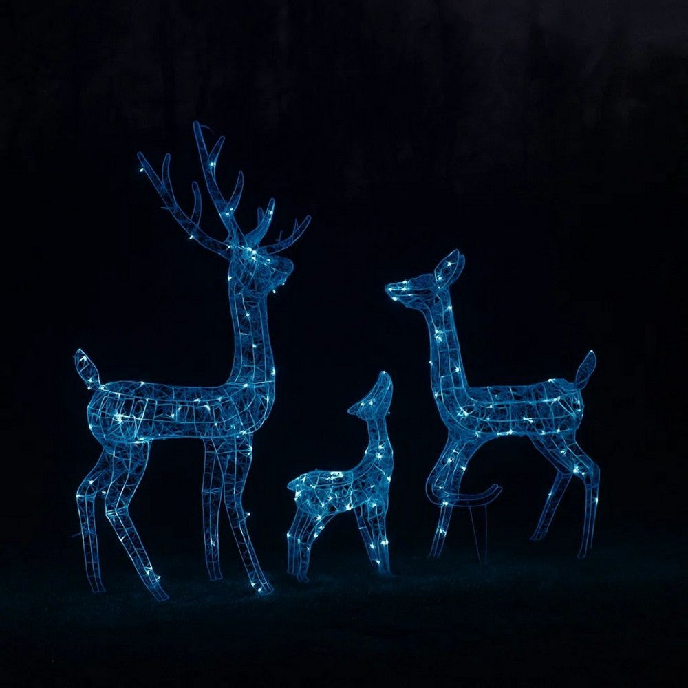 Meyi 3pc Outdoor Reindeer Family Christmas Decor, 300 Cool White LEDs