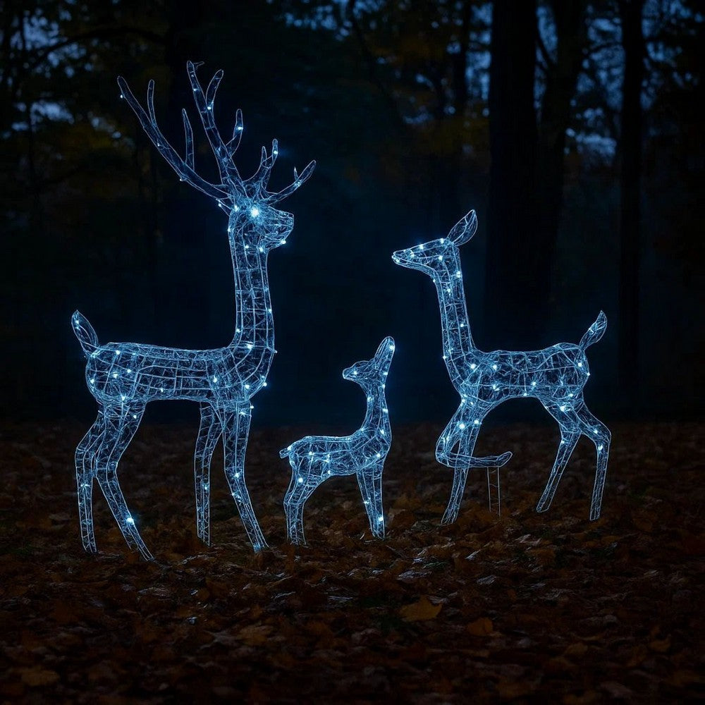 Meyi 3pc Outdoor Reindeer Family Christmas Decor, 300 Cool White LEDs