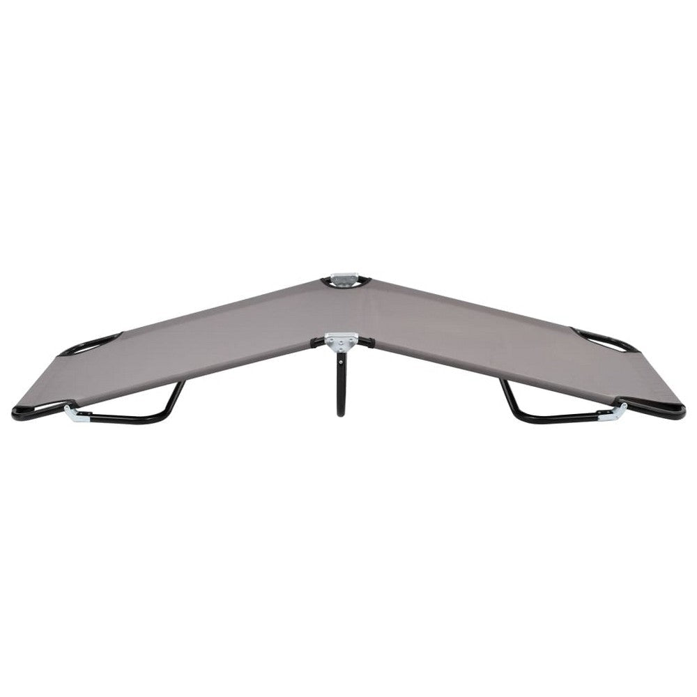 Zena Outdoor Lounger Sunbed Gray Fabric 75’’ Foldable Steel Frame BM325635