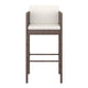 4pc Outdoor Barstool Chair Set, White Cushion, Brown Rattan, 30"