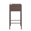 4pc Outdoor Barstool Chair Set, White Cushion, Brown Rattan, 30"
