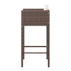 4pc Outdoor Barstool Chair Set, White Cushion, Brown Rattan, 30"