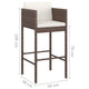 4pc Outdoor Barstool Chair Set, White Cushion, Brown Rattan, 30"