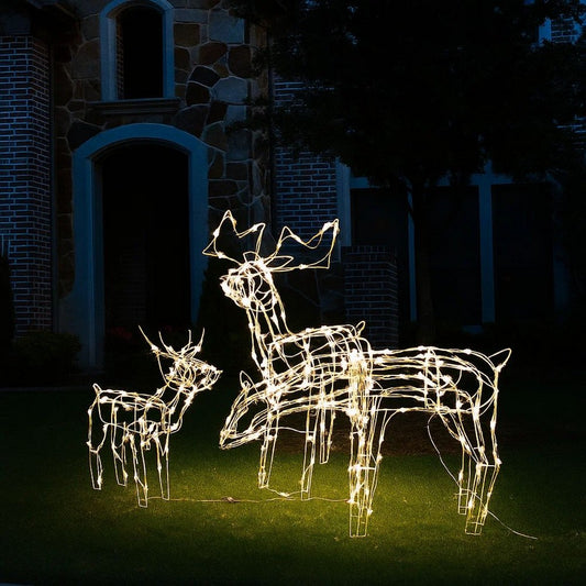 Meyi 3pc Outdoor Reindeer Family Christmas Decor, 229 Cool White LED