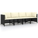 Reno Outdoor 4 Piece Modular Sofa Set Ivory Cushions Black Rattan BM325642