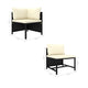 Reno Outdoor 4 Piece Modular Sofa Set Ivory Cushions Black Rattan BM325642