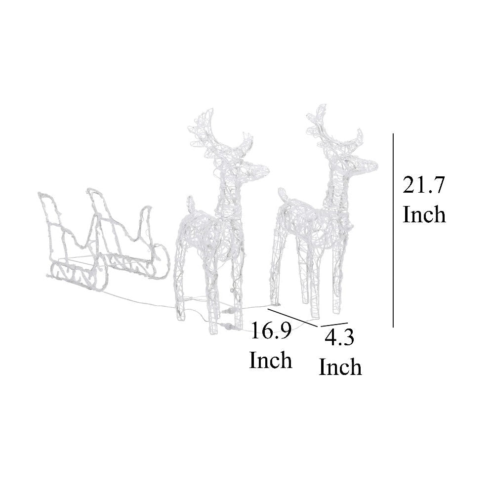 4pc Outdoor Reindeer n Sleigh Christmas Decoration 240 Cool White LED BM325643