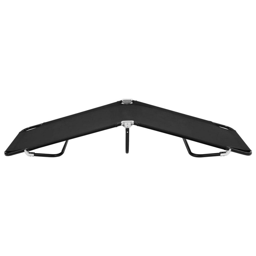 Zena Outdoor Lounger Sunbed Black Fabric 75’’ Foldable Steel Frame BM325645