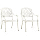 Outdoor Patio Chairs Set of 2, Floral Pattern Backrest, White Aluminum