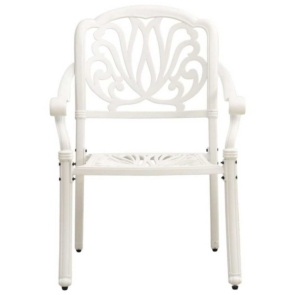 Outdoor Patio Chairs Set of 2 Floral Pattern Backrest White Aluminum BM325646