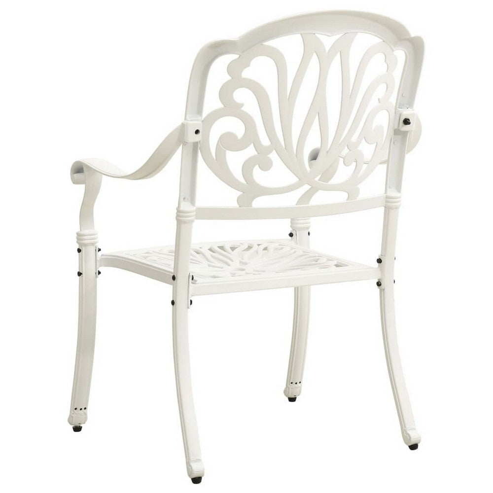 Outdoor Patio Chairs Set of 2 Floral Pattern Backrest White Aluminum BM325646