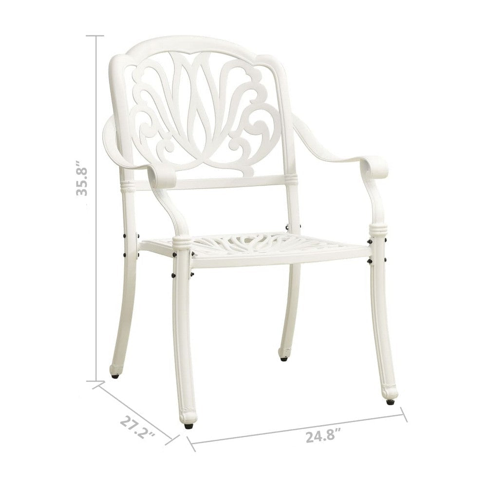 Outdoor Patio Chairs Set of 2 Floral Pattern Backrest White Aluminum BM325646