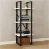 5 Tier Bookshelf Unit, Open White Wood Racks, 41" Black Metal Frame