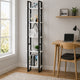 5 Tier Bookshelf Unit, Open White Wood Racks, 41" Black Metal Frame