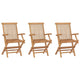 Foldable Outdoor Lounge Chair Set of 3, Slatted Back, Brown Teak Wood