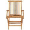 Foldable Outdoor Lounge Chair Set of 3 Slatted Back Brown Teak Wood BM325649
