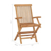 Foldable Outdoor Lounge Chair Set of 3 Slatted Back Brown Teak Wood BM325649