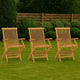 Foldable Outdoor Lounge Chair Set of 3, Slatted Back, Brown Teak Wood