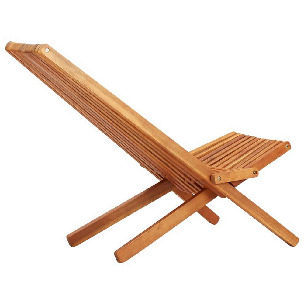 Folding Outdoor Patio Lounge Chair, Solid Acacia Wood, Slatted Design