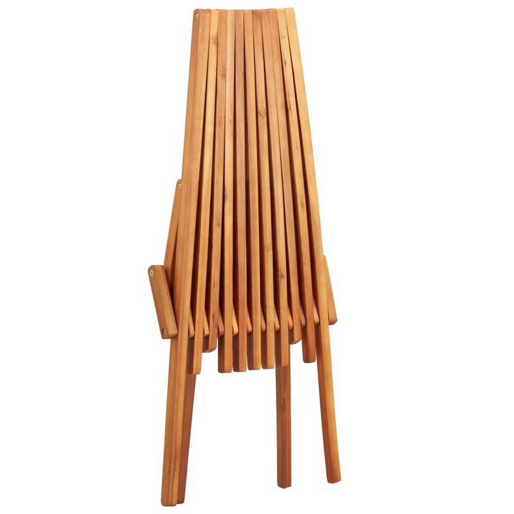 Folding Outdoor Patio Lounge Chair, Solid Acacia Wood, Slatted Design