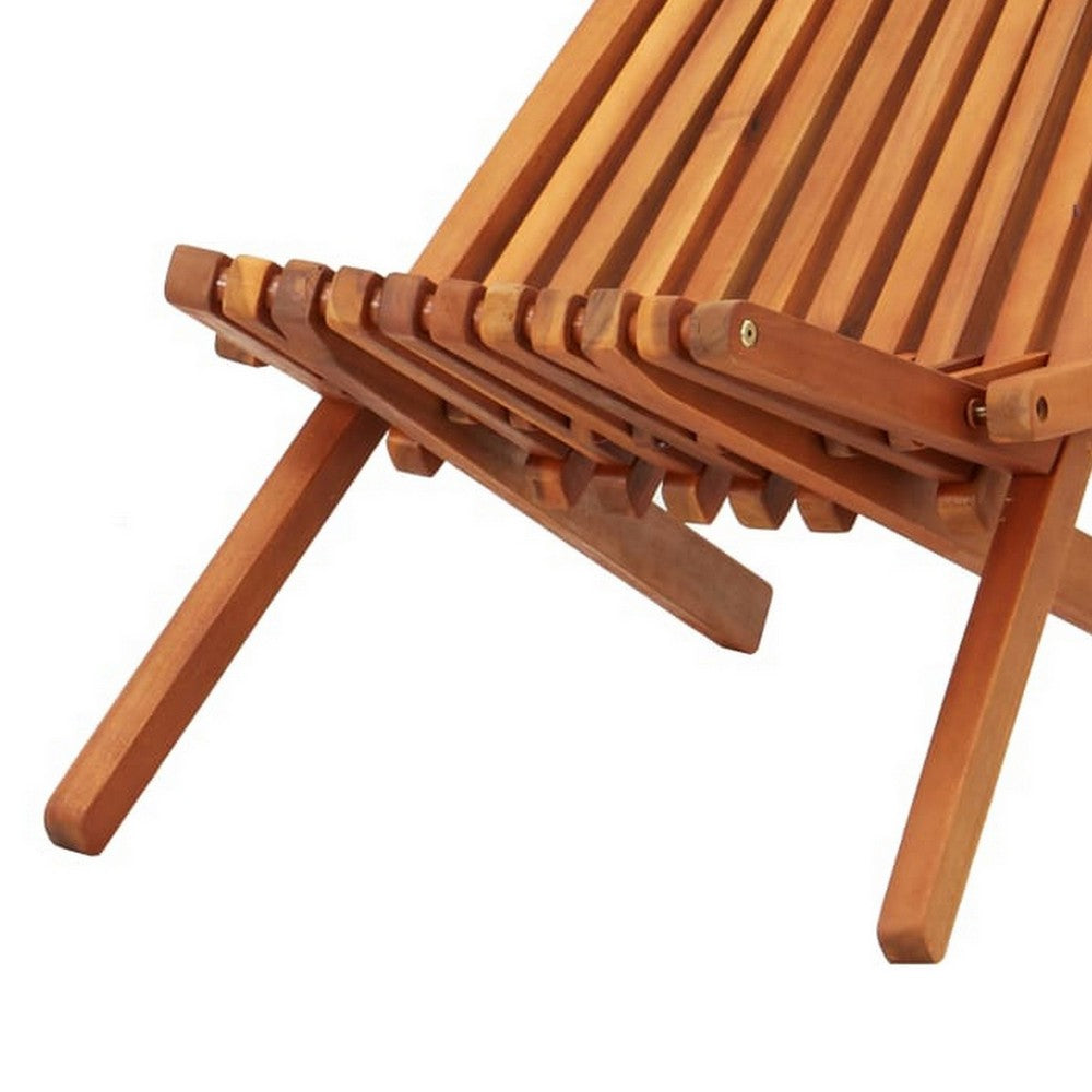 Folding Outdoor Patio Lounge Chair, Solid Acacia Wood, Slatted Design