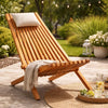 Folding Outdoor Patio Lounge Chair, Solid Acacia Wood, Slatted Design
