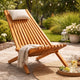 Folding Outdoor Patio Lounge Chair, Solid Acacia Wood, Slatted Design