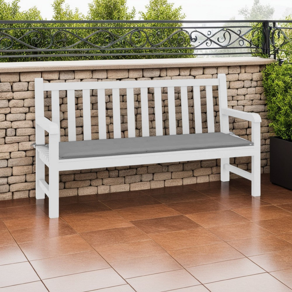 Claire Outdoor Cushion for Bench, Button Tufted Gray Fabric, 59"