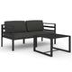 Shina 3pc Outdoor Modular Loveseat Set with Table, Gray Polyester