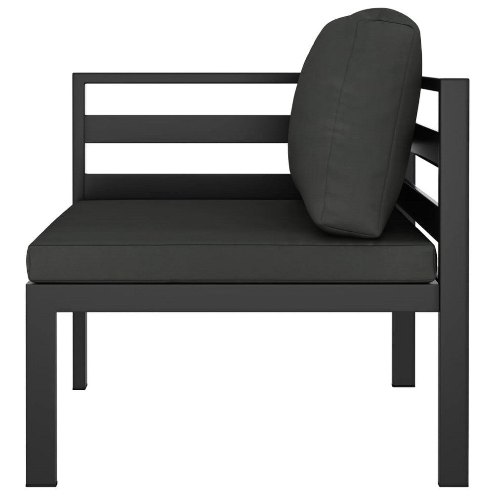 Shina 3pc Outdoor Modular Loveseat Set with Table Gray Polyester BM325658