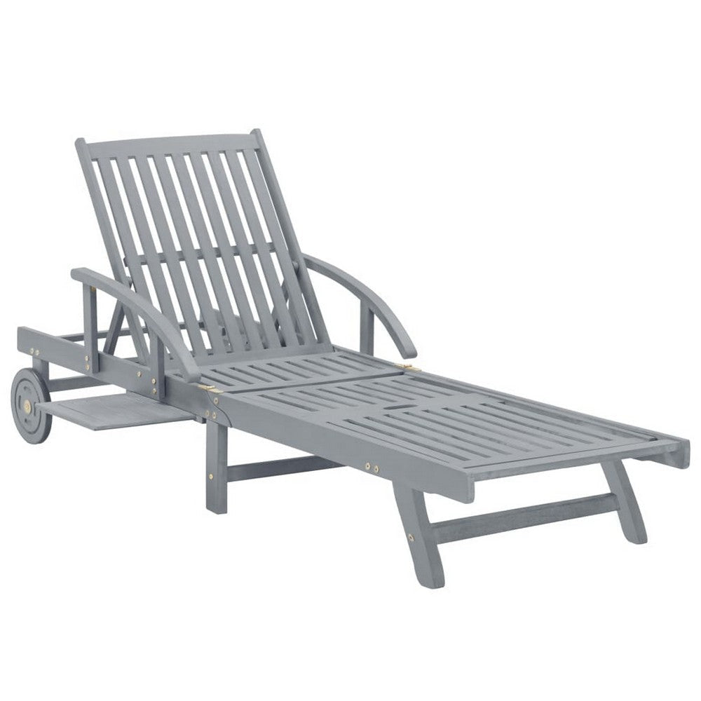 Patio Sun Chaise Lounger with Wheels Gray Solid Acacia Wood 78’’ BM325660