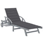 Patio Sun Chaise Lounger with Wheels, Gray, Solid Acacia Wood, 78"