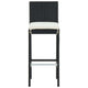 Nyra Outdoor Barstool Chair Set of 2, Cream Cushions Black Poly Rattan
