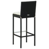 Nyra Outdoor Barstool Chair Set of 2, Cream Cushions Black Poly Rattan
