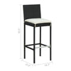 Nyra Outdoor Barstool Chair Set of 2, Cream Cushions Black Poly Rattan