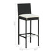 Nyra Outdoor Barstool Chair Set of 2, Cream Cushions Black Poly Rattan
