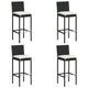 Nyra Garden Barstool Chair Set of 4, White Cushions, Black Rattan