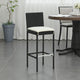 Nyra Garden Barstool Chair Set of 4, White Cushions, Black Rattan