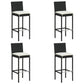 Nyra Garden Barstool Chair Set of 4, White Cushions, Black Rattan