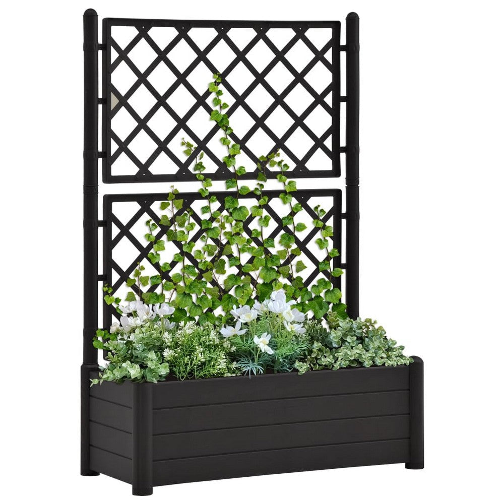 Simi Garden Flower Planter with Trellis Anthracite Gray 17x40x56 BM325664