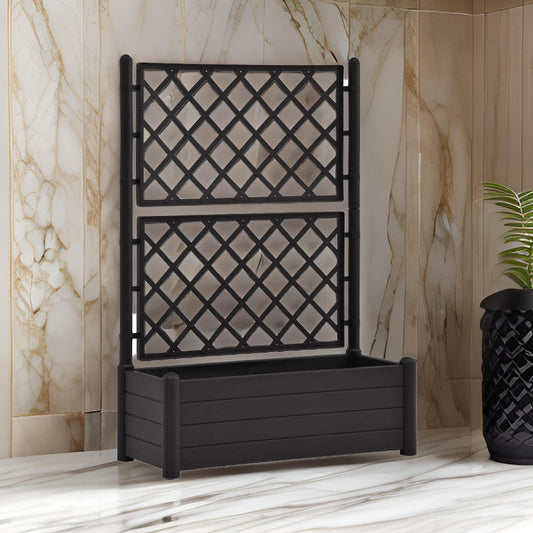 Simi Garden Flower Planter with Trellis, Anthracite Gray, 17x40x56