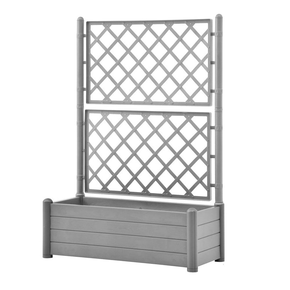 Simi Garden Flower Planter with Trellis 17x40x56 Classic Stone Gray BM325665