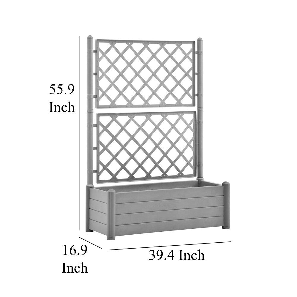 Simi Garden Flower Planter with Trellis 17x40x56 Classic Stone Gray BM325665