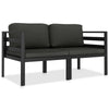 Shina 2pc Modular Outdoor Sofa Set Black Aluminum Polyester Fabric BM325666