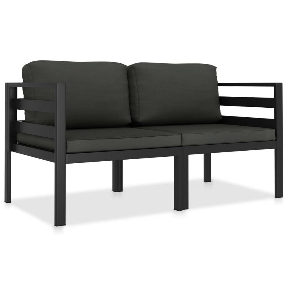 Shina 2pc Modular Outdoor Sofa Set Black Aluminum Polyester Fabric BM325666