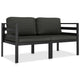 Shina 2pc Modular Outdoor Sofa Set Black Aluminum Polyester Fabric BM325666