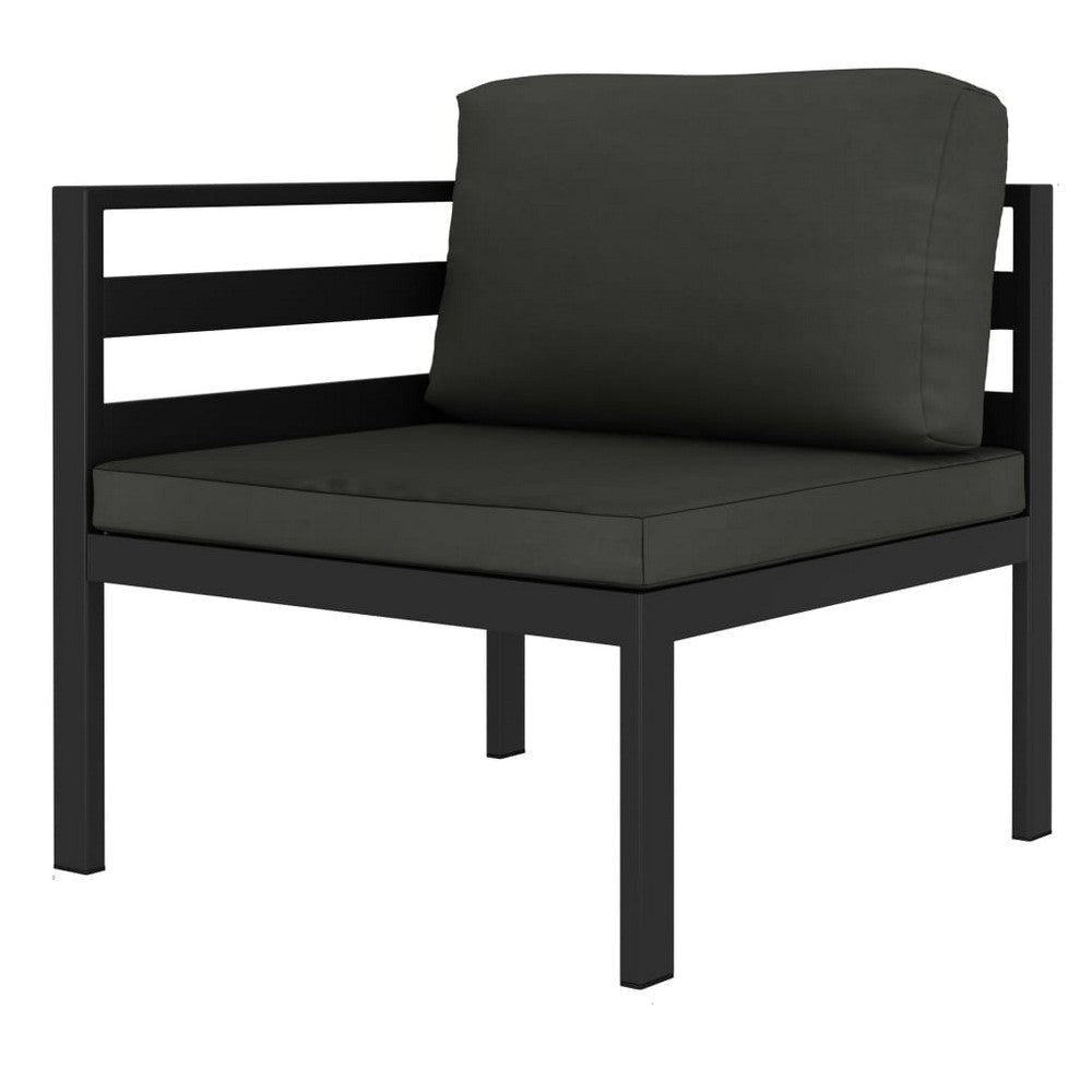 Shina 2pc Modular Outdoor Sofa Set Black Aluminum Polyester Fabric BM325666